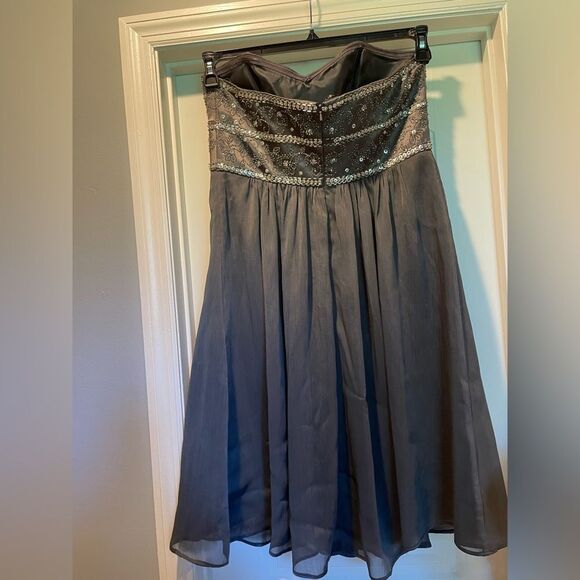 David’s Bridal Studio Gray Strapless Embellished Midi Dress Size 12 - Picture 5 of 11